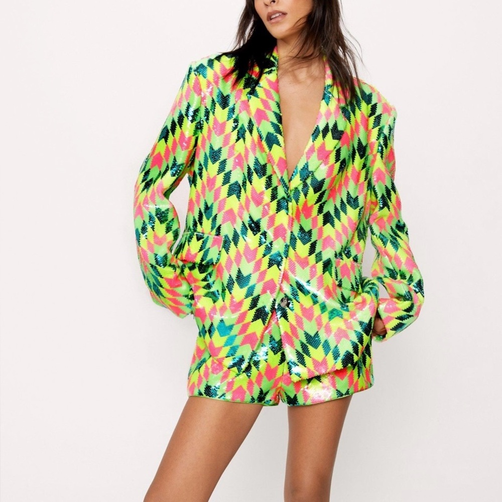 Nasty Gal Neon Patterned Blazer